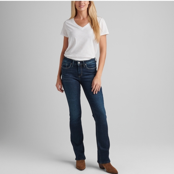 Silver Mid Rise Broken In Double S Pocket Distressed Jeans Western Suki Rodeo - Picture 15 of 16